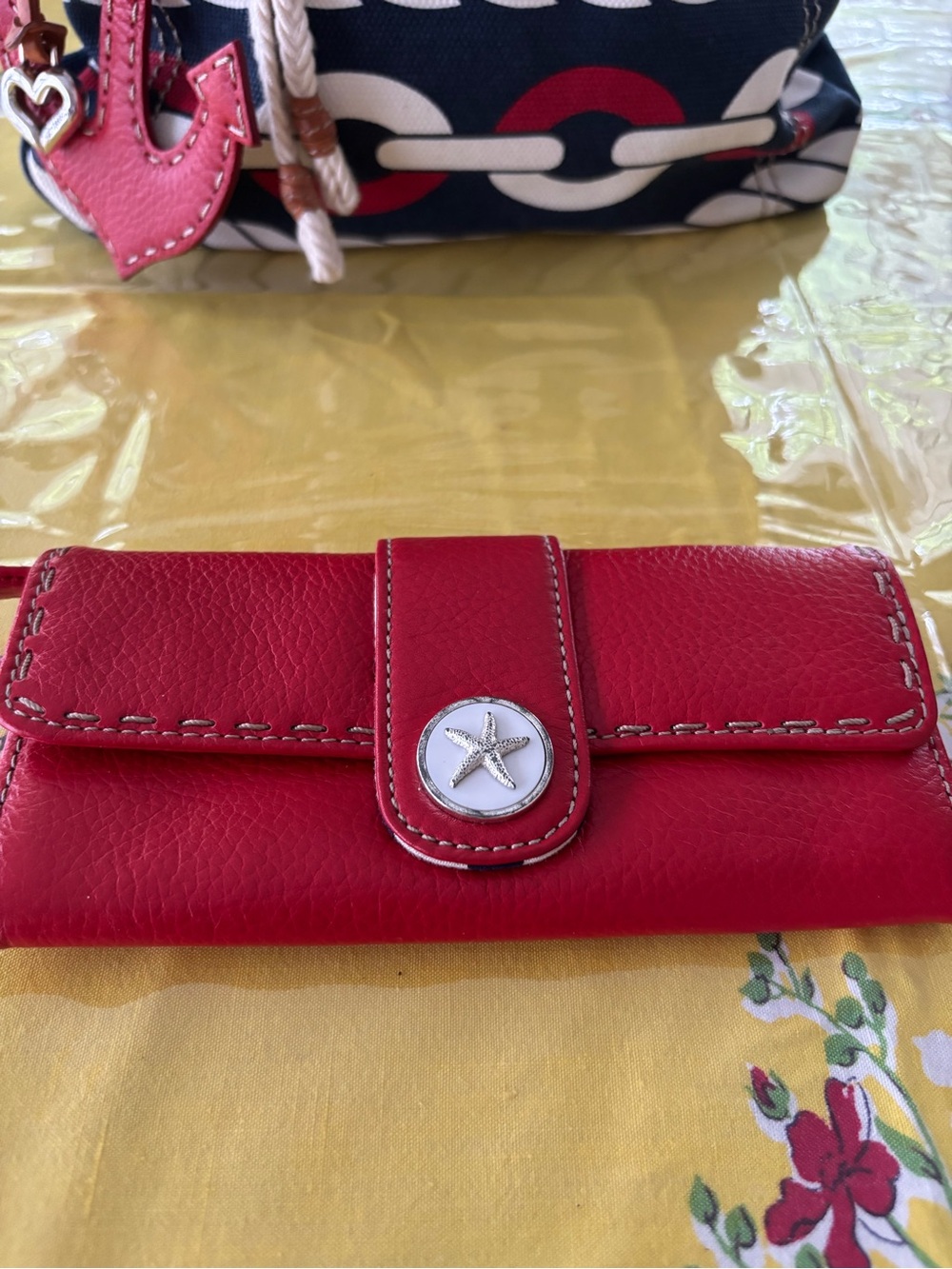 Brighton Nautical Tote with Red Anchor Charm and Red Wallet - Picture 9 of 11
